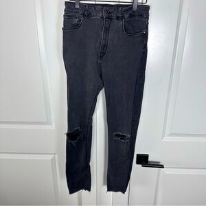 Zara (8) Denim Distressed High Rise Black Skinny Jeans- Zara Woman